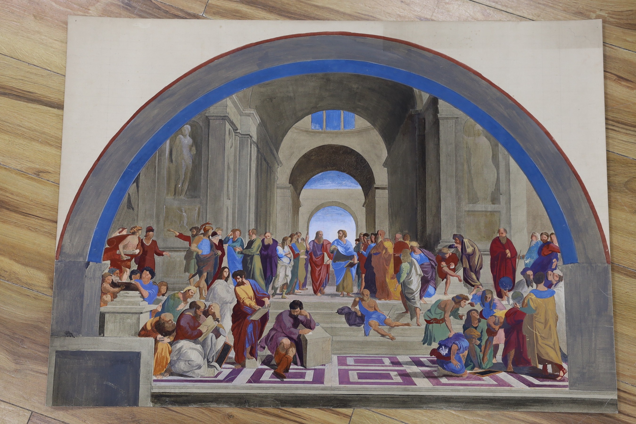19th century English School, watercolour and gouache, Design for an architectural painting, 58 x 74cm